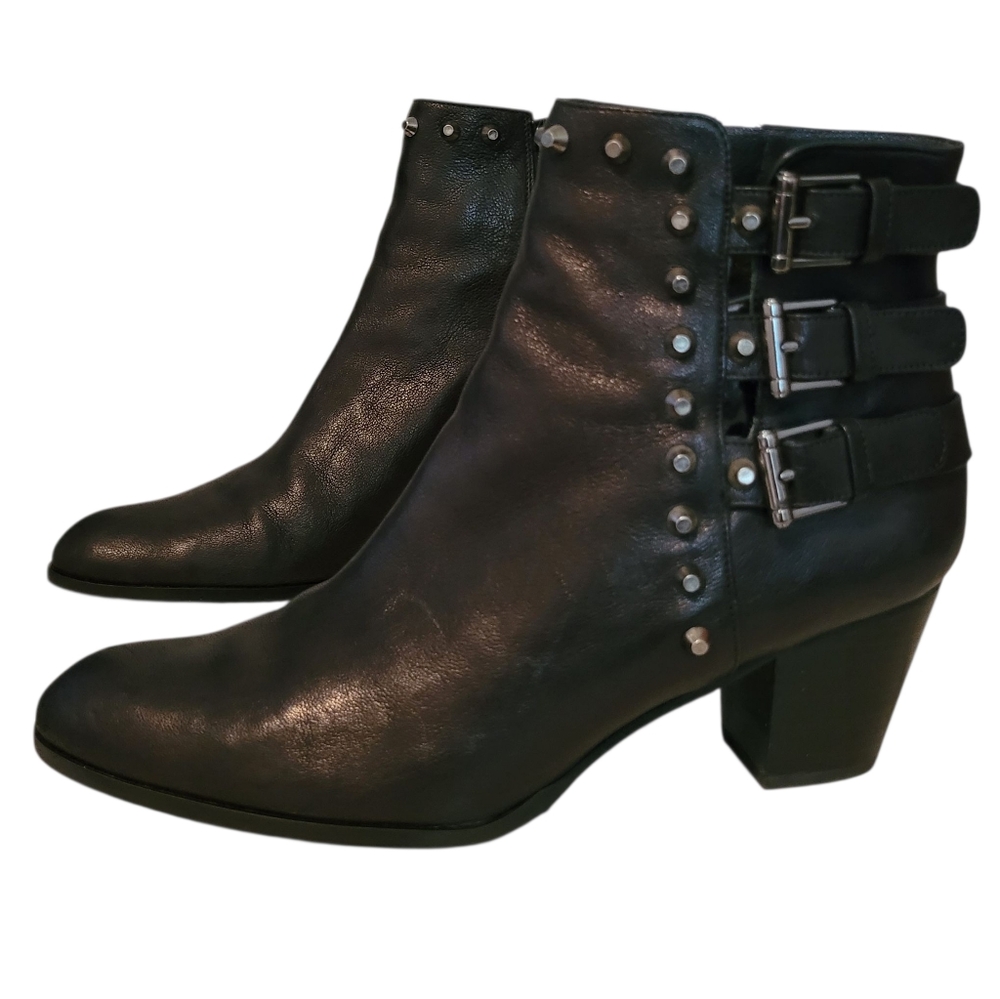 Stuart Weitzman Black Ankle Boots with Silver Accents